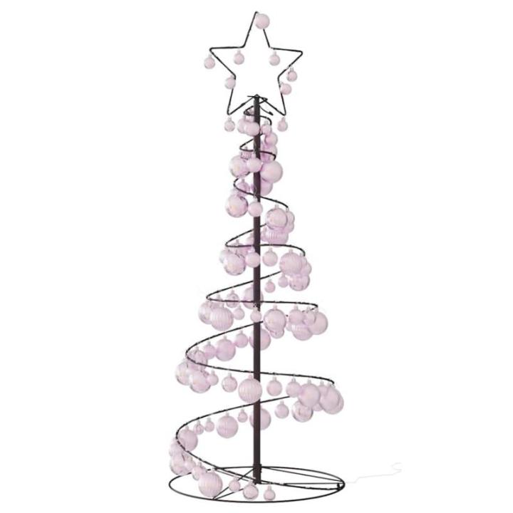Kerstboom kegelvorm met ballen 80 leds warm wit 120 cm