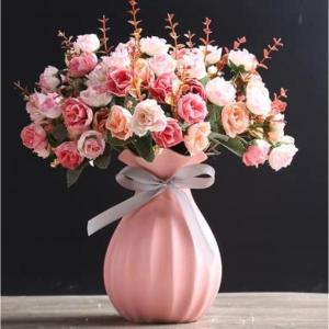 Kunstblumen Künstliche Blumen mit Keramiktopf, künstliche Pflanzen, künstliche Seidenrosenblumen für Hausdekoration, Blumenarrangements, Mehrfarbig für jeden Anlass