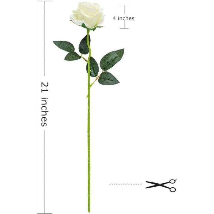 12 stuks Kunstmatige Rozen, 53cm Kunstrozen Enkele Lange Steel , Realistische voor Bruiloftsboeket, Thuis Tuin Woonkamer Hotel Kantoor Decoratie (Weiß)