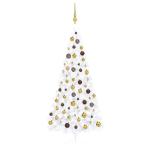 Künstlicher Halb-Weihnachtsbaum Beleuchtung Kugeln Weiß 240 cmWeiß und Golden