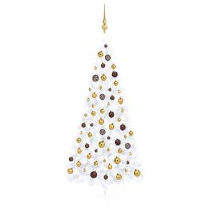 Künstlicher Halb-Weihnachtsbaum Beleuchtung Kugeln Weiß 240 cmWeiß und Golden