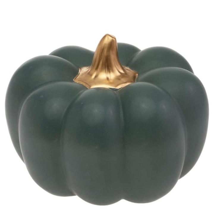 Kürbis-Dekoration, Herbst- und Herbstdekoration, 10,2 cm hoch, Blaugrün matt