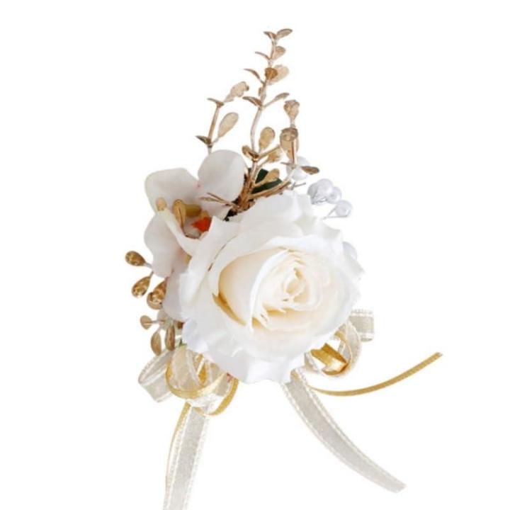 Stück Elegante Boutonniere/Armbänder mit Kunstrosen, stilvolle Accessoires für Brautpartys, Elegante Verzierungen für die Hochzeit