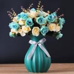 Kunstblumen Künstliche Blumen mit Keramiktopf, künstliche Pflanzen, künstliche Seidenrosenblumen für Hausdekoration, Blumenarrangements, Mehrfarbig für jeden Anlass
