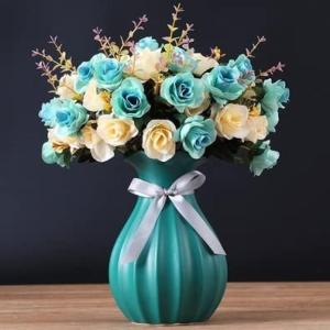 Kunstblumen Künstliche Blumen mit Keramiktopf, künstliche Pflanzen, künstliche Seidenrosenblumen für Hausdekoration, Blumenarrangements, Mehrfarbig für jeden Anlass