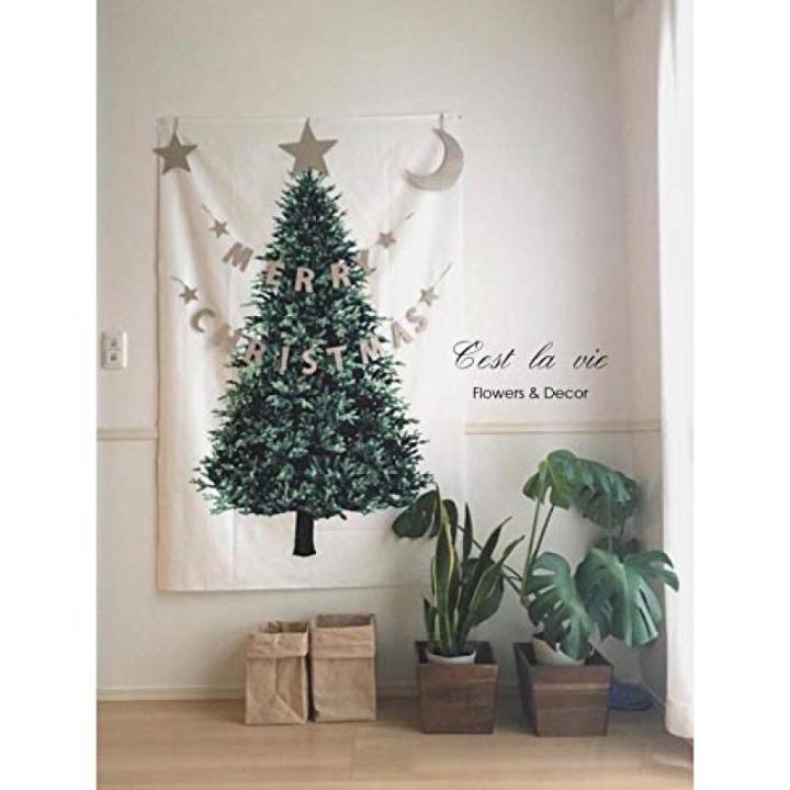 Xmas Tree Tapestry met LED Star Light Merry Christmas Achtergrond Muur Opknoping Art Tapestries voor Fotografie Deken Festival Decor (Klein)