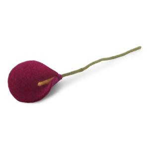 Vilten bloemen, handvilt, enkele lelie/flamingobloem/calla, bloemen van vilt, Fair Trade handgemaakt (1 bloem (kersenrood))