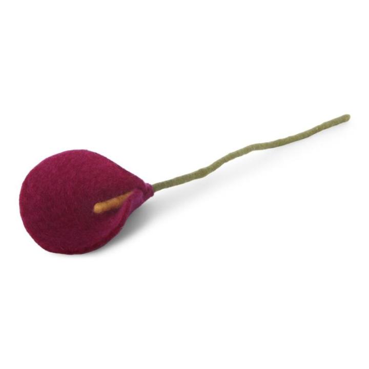 Vilten bloemen, handvilt, enkele lelie/flamingobloem/calla, bloemen van vilt, Fair Trade handgemaakt (1 bloem (kersenrood))
