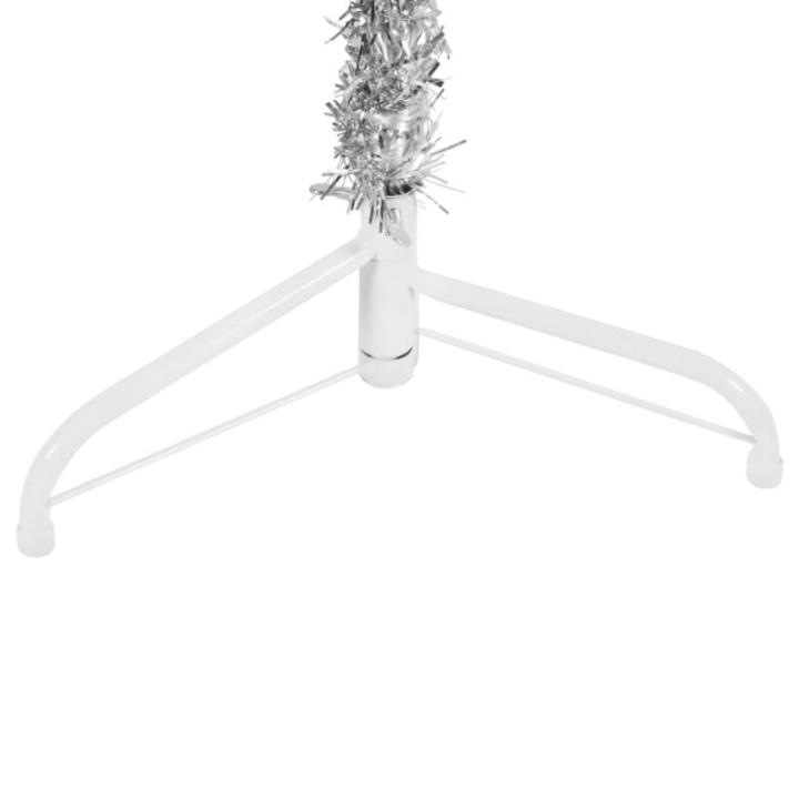 Künstlicher Weihnachtsbaum Silber 150 cm Höhe PVC-Material Halb-Weihnachtsbaum Platzsparend Wand Christbaum Innen- und Außenbereich Wirtschaftliche Weihnachtsdekoration Festlich