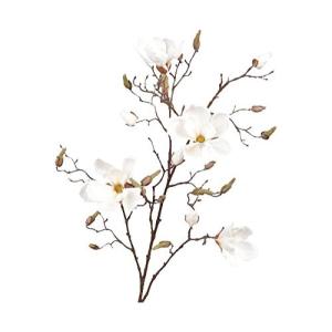 Kunsttak decoratie magnolia, 4 bloemen wit, hoogte 107cm - bloeiende magnoliatak decoratieve tak met knoppen