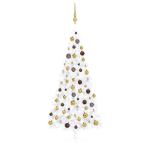 Künstlicher Halb-Weihnachtsbaum Beleuchtung Kugeln Weiß 180 cmWeiß und Golden