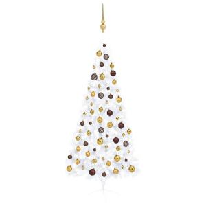 Künstlicher Halb-Weihnachtsbaum Beleuchtung Kugeln Weiß 180 cmWeiß und Golden