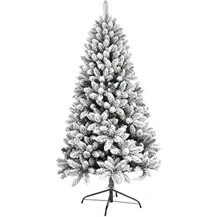 Weihnachtsbaum, komplett dekorierter Tannenbaum, solide Metallbeine, natürlich Alpin, für drinnen und künstlicher Weihnachtsbaum, beflockt, schneebedeckt, dekorierte Bäum，A-1
