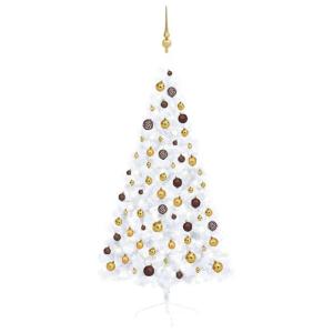 Künstlicher Halb-Weihnachtsbaum Beleuchtung Kugeln Weiß 150 cmWeiß und Golden