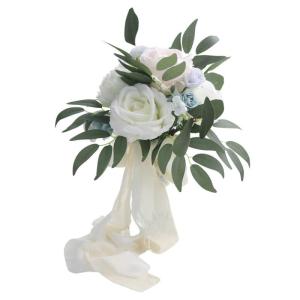 Künstlicher Blumenstrauß, weiß, blau, Simulation, Seidenblumen, gefälschte Blumen für Hochzeit, Party, Braut, Handheld, Fotografie, Requisiten, Geschenk