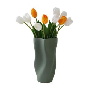 Kunstblumen Künstliche Tulpenblume in Keramikvase, für Zuhause, Küche, Hochzeitsdekoration, gefälschter Tulpenstrauß, 5 Farben für jeden Anlass