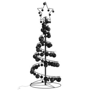 Kerstboom kegelvorm met ballen 80 leds warm wit 120 cm