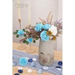 Kunstbloemen, rozen, 25 stuks, Real Touch, kunstrozen met stammen, doe-het-zelf voor bruiloft, bruidsboeketten, Valentijnsdag, Moederdag, babyshower, woondecoratie (lichtblauw)