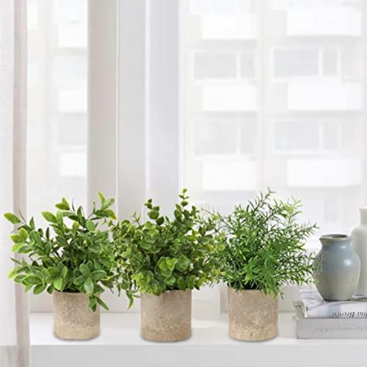 in pot, , klein als echt, 3 stuks, bureauplanten, mini-voor tafeldecoratie, huis, balkon, kantoor, decoratie #1