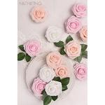 Kunstbloemen, rozen, 25 stuks, kunstrozen met steel, doe-het-zelf decoratie, voor bruiloft, boeketten, bruid, babyshower, feest, woondecoratie, serie roze