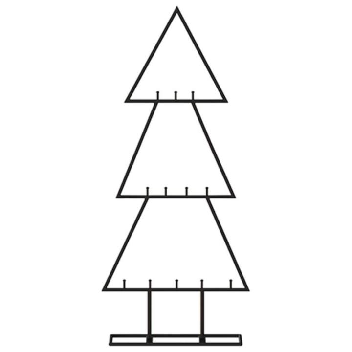 Metalen kerstboom voor decoraties, dennenboom van metaal, kerstboom met standaard, ruimtebesparend, doe-het-zelf decoratie, zwarte kerstboom 60 cm