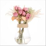 2 stuks , zijden bloemen, roos en tarweaaraars, bloemstukken, kunststof decoratie, planten, boeket, bruid, bruiloftsboeket, tuin, kantoor, kamerdecoratie, tafel-middenstukken (roze