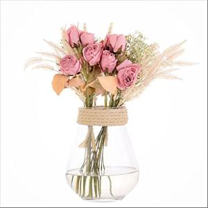 2 stuks , zijden bloemen, roos en tarweaaraars, bloemstukken, kunststof decoratie, planten, boeket, bruid, bruiloftsboeket, tuin, kantoor, kamerdecoratie, tafel-middenstukken (roze