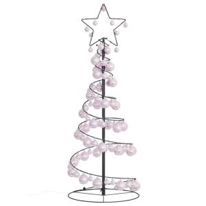 Kerstboom kegelvorm met ballen 80 leds warm wit 120 cm