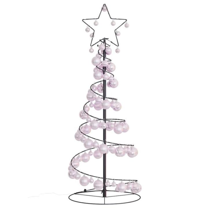 Kerstboom kegelvorm met ballen 80 leds warm wit 120 cm