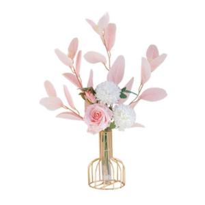 Kunstblumen Künstliche Blumen-Pflanzen-Set, künstliche Seidenblumen mit Leichter Luxus-Vase aus Schmiedeeisen, für den Hochzeitshausgarten für jeden Anlass