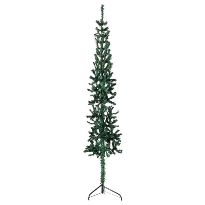 Künstlicher Weihnachtsbaum Grün 210 cm Höhe PVC-Material Halb-Weihnachtsbaum Platzsparend Wand Christbaum Innen- und Außenbereich Wirtschaftliche Weihnachtsdekoration Festliche