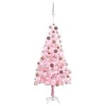 Wiederverwendbar Künstlicher Weihnachtsbaum mit Beleuchtung und Kugeln 150 cm H Christmas Tree Weihnachtsbaum Home Tannenbaum Weihnachtsdeko Christbaum Kunstbaum Halloween PVC Ros