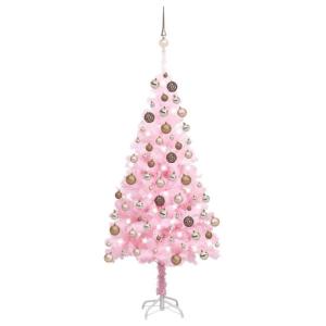 Wiederverwendbar Künstlicher Weihnachtsbaum mit Beleuchtung und Kugeln 150 cm H Christmas Tree Weihnachtsbaum Home Tannenbaum Weihnachtsdeko Christbaum Kunstbaum Halloween PVC Ros