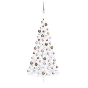 Künstlicher Halb-Weihnachtsbaum Beleuchtung Kugeln Weiß 180 cmWeiß und Rose