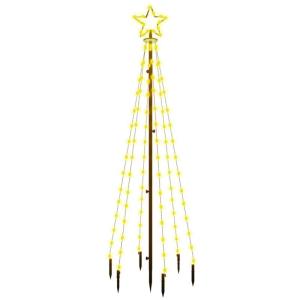 Led-kerstboom met haringen, lichtboom, kerstdecoratie, ster, verlichting, buitenverlichting, lichtketting, warmwit, 108 leds, 180 cm