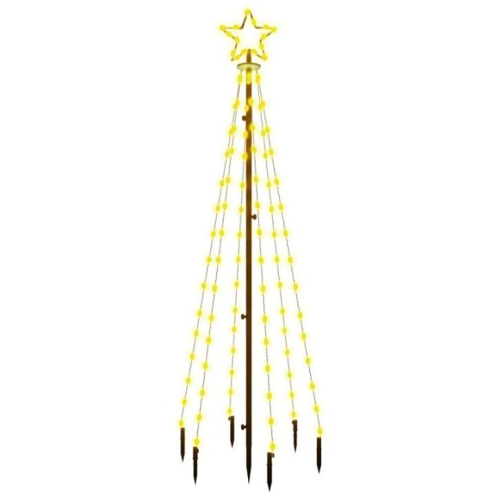 Led-kerstboom met haringen, lichtboom, kerstdecoratie, ster, verlichting, buitenverlichting, lichtketting, warmwit, 108 leds, 180 cm