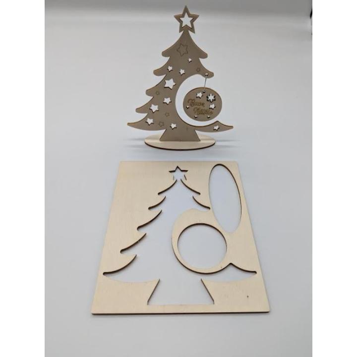 Weihnachtsbaum aus Holz, DIY Weihnachtsbaum, Baum mit Weihnachtskugeln, Weihnachtsdekoration für Zuhause, hergestellt in Italien (Frohe Weihnachten)