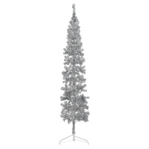 Künstlicher Weihnachtsbaum Silber 240 cm Höhe PVC-Material Halb-Weihnachtsbaum Platzsparend Wand Christbaum Innen- und Außenbereich Wirtschaftliche Weihnachtsdekoration Festlich