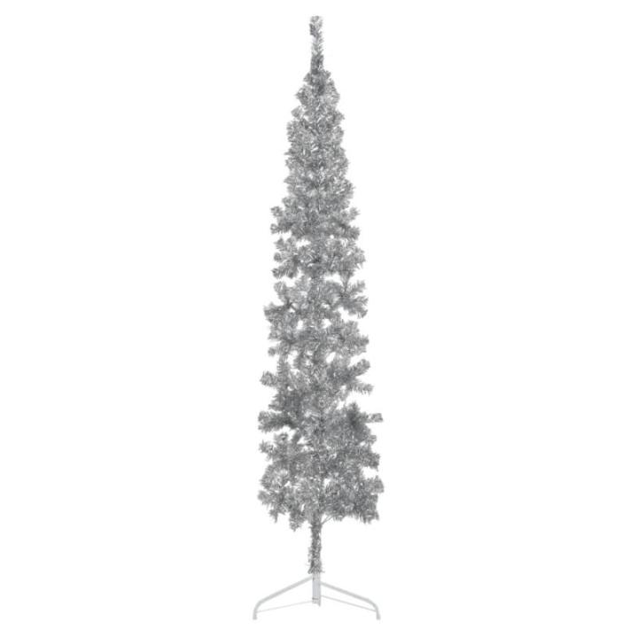 Künstlicher Weihnachtsbaum Silber 240 cm Höhe PVC-Material Halb-Weihnachtsbaum Platzsparend Wand Christbaum Innen- und Außenbereich Wirtschaftliche Weihnachtsdekoration Festlich