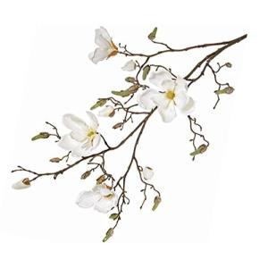 Kunsttak decoratie magnolia, 4 bloemen wit, hoogte 107cm - bloeiende magnoliatak decoratieve tak met knoppen