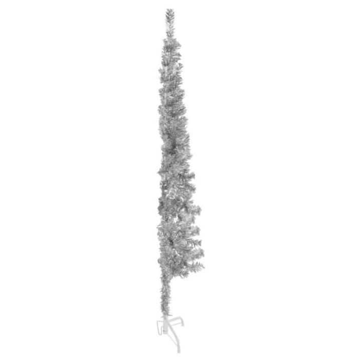 Künstlicher Weihnachtsbaum Silber 180 cm Höhe PVC-Material Halb-Weihnachtsbaum Platzsparend Wand Christbaum Innen- und Außenbereich Wirtschaftliche Weihnachtsdekoration Festlich