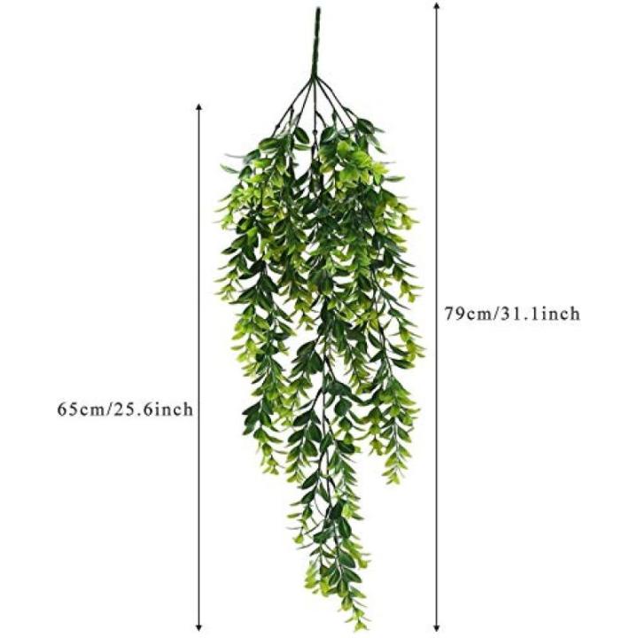 Mihunon Kunstmatige hangplanten, 2 stuks, kunststof planten, hangend, kunsthangplanten, lang, groene planten, voor binnen en buiten, thuis, op kantoor, balkon, tuindecoratie