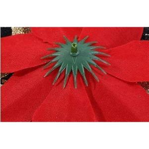 12 stuks glitter kerstboomversieringen Kerstmis bloemen ornament kerstdecoratie kerstboomhanger 14 cm (rood + goud)