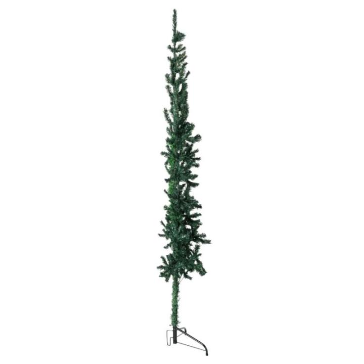 Kunstkerstboom, groen, 180 cm hoog, pvc-materiaal, halve kerstboom, ruimtebesparend, voor binnen en buiten, economische kerstdecoratie, feestelijke dagen