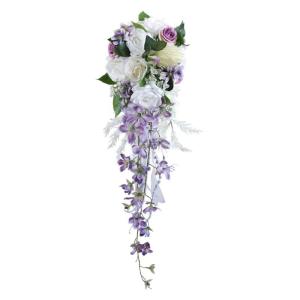 Hochzeit Brautsträuße Wasserfall Form Kaskadierung künstliche weiß lila Blumensträuße