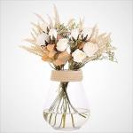 2 stuks , zijden bloemen, roos en tarweaaraars, bloemstukken, kunststof decoratie, planten, boeket, bruid, bruiloftsboeket, tuin, kantoor, kamerdecoratie, tafel-middenstukken (wit)