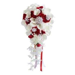 Künstlicher Blumenstrauß mit Diamantknopf, Wasserfall-Simulation, gefälschte Blumen für Hochzeitsfeier, Braut, Handrequisiten