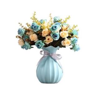 Kunstblumen Künstliche Blumen mit Keramiktopf, künstliche Pflanzen, künstliche Seidenrosenblumen für Hausdekoration, Blumenarrangements, Mehrfarbig für jeden Anlass