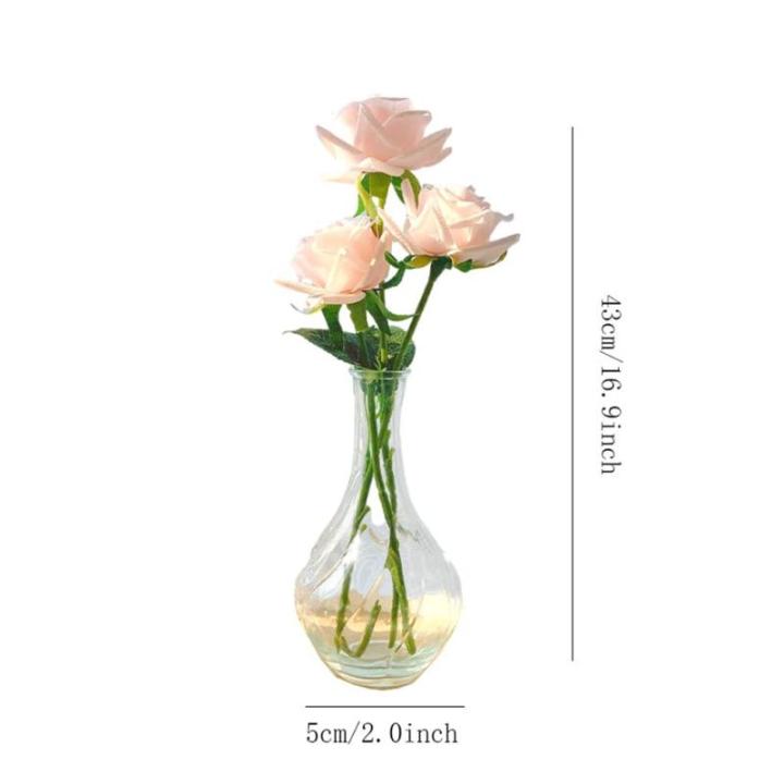 Kunstblumen Künstliche Rosenblumen, mit in Einer durchsichtigen Vase, Faux echter Hauch von Rosenstrauß, Blumenarrangement, Festival-Dekoration, 5 Farben für jeden Anlass