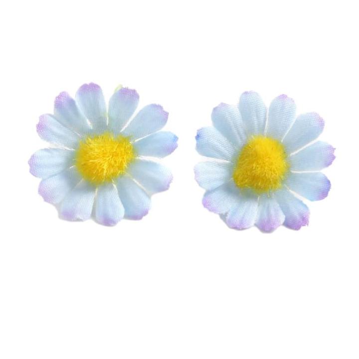 Kunstmadeliefjes, bloemkoppen, 50 stuks, , bloemkoppen, kleine bloemkoppen, decoratie, kleurrijke zijden bloemen voor bruiloft, feest, huis, doe-het-zelf knutselen, blauw, paars